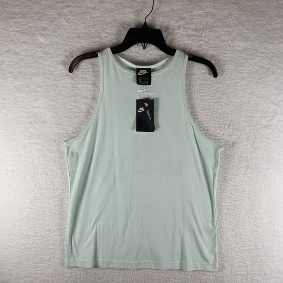 Nike‎ Tank Top Women's XL Green Cotton Round Neck Logo Pullover Tight Fit 6899 - Picture 1 of 8